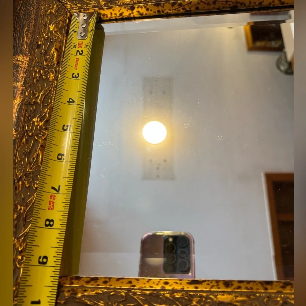 VTG REN-Wil Inc. Gold MCM Wooden Mirror Ornate Flowers Home Decor READ